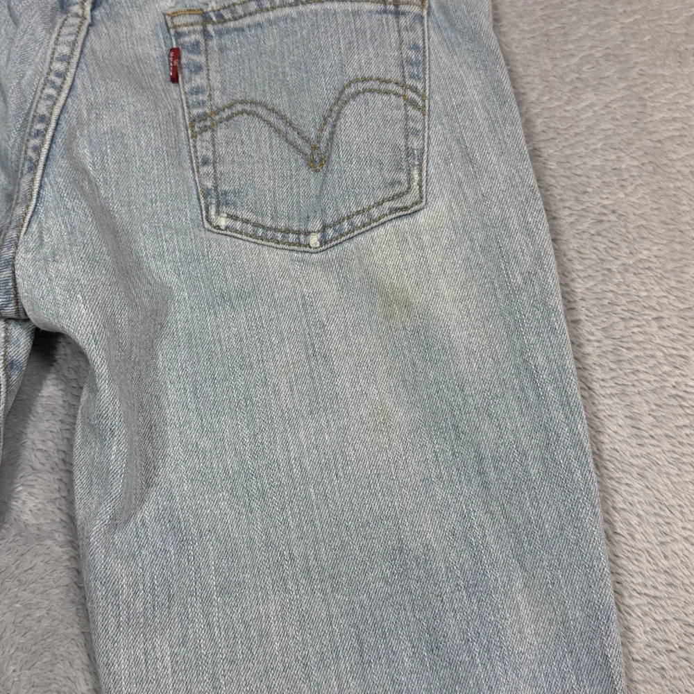 Vintage Levi's 518 Superlow Bootcut Jeans 31x31 Blue Light Wash Low Rise Stained